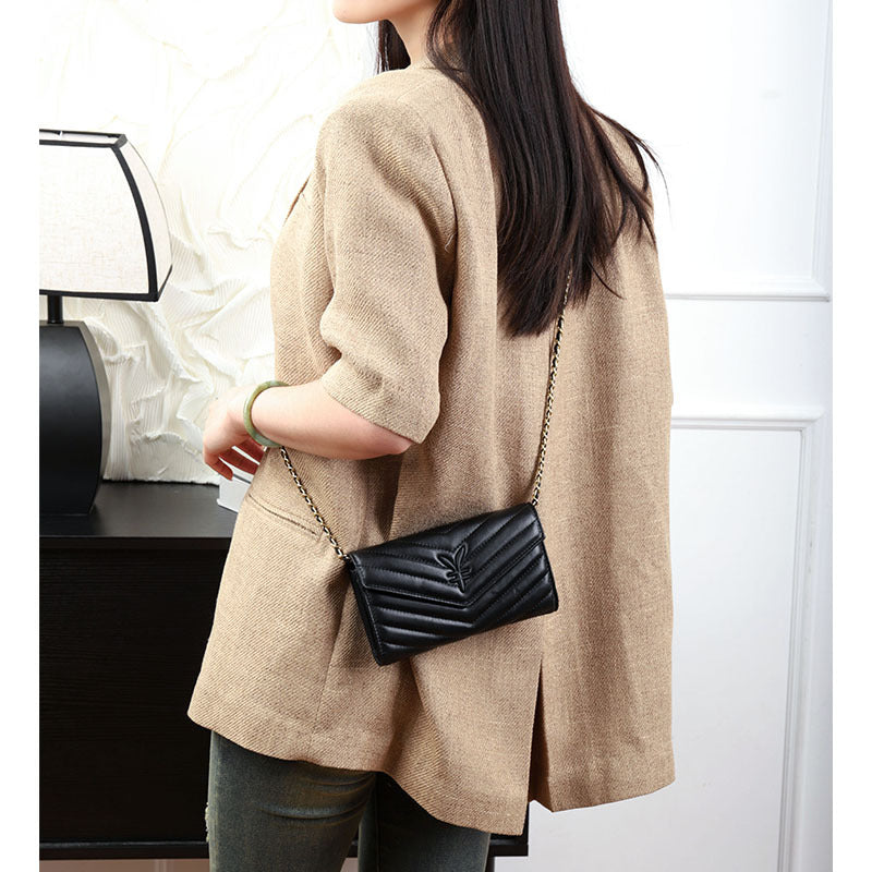 Women's High-grade Sheepskin Chain Mobile Genuine Leather Ladies Wallets