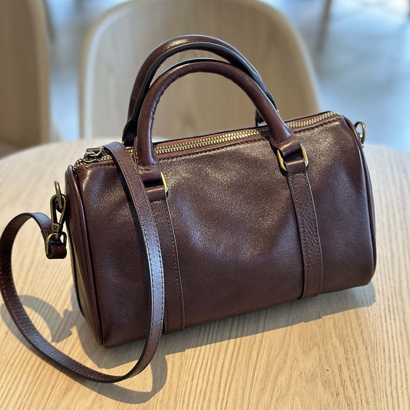 Women's Autumn Genuine Leather Pillow Minimalist Vegetable Handbags