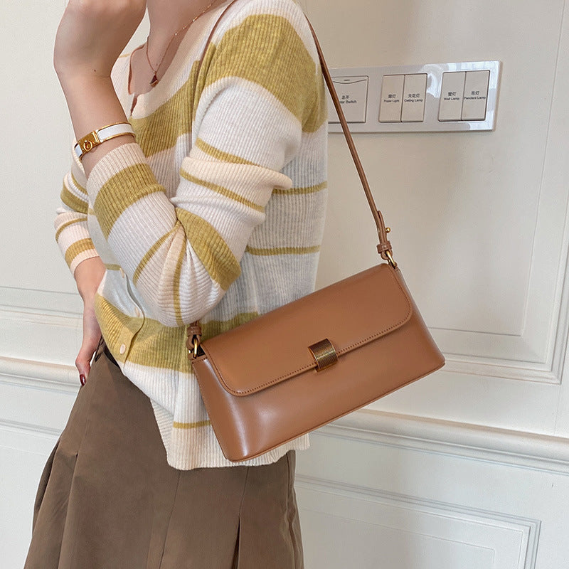 Women's Leather Fashionable Retro Underarm Baguette Shoulder Bags