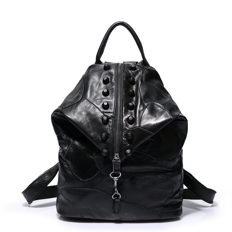 Women's Layer Cowhide Stitching Punk Colorful Free Bags