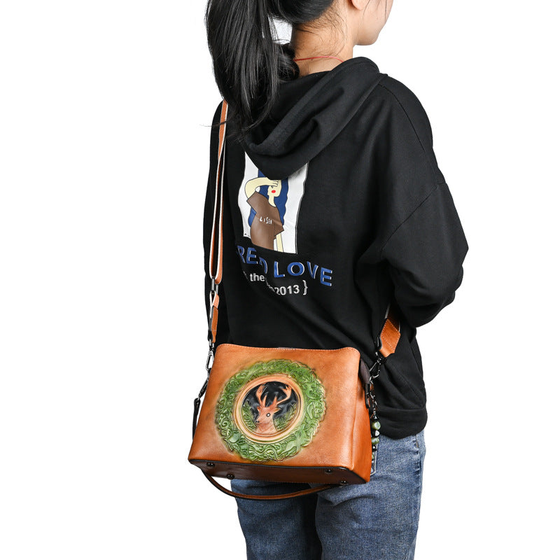 Women's Cowhide Versatile High Quality Underarm Live Crossbody Bags