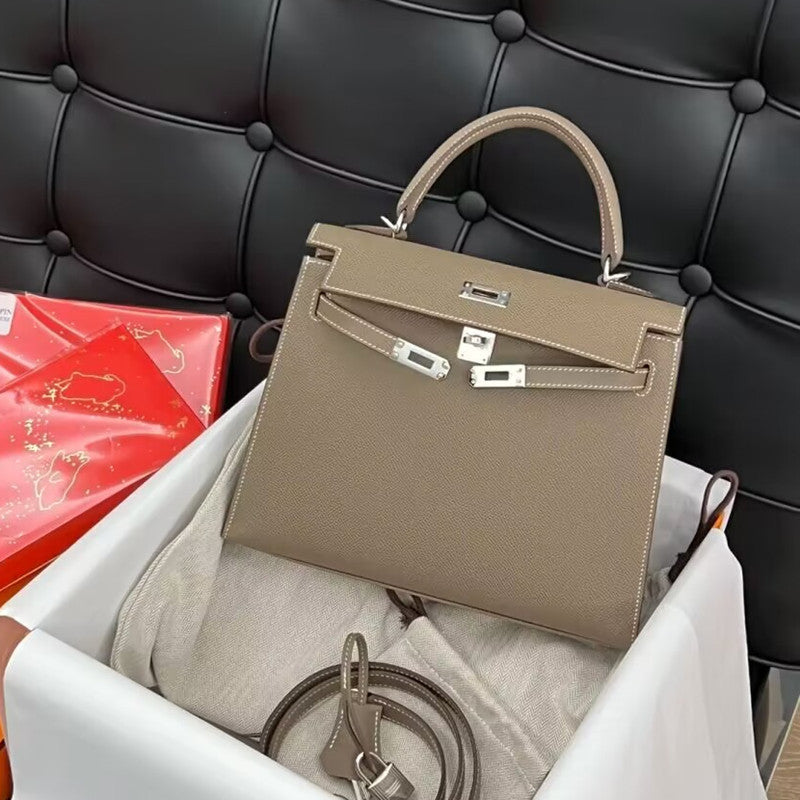 Women's Advanced Texture Kelly Genuine Leather Palm Shoulder Bags