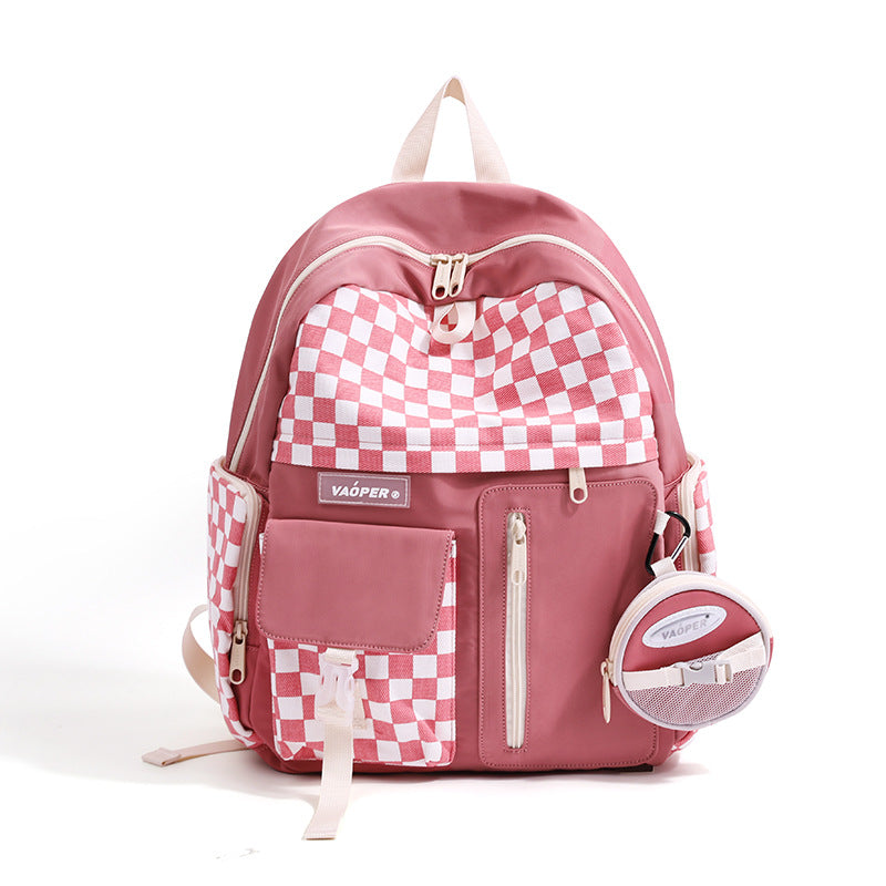 Women's & Men's Chessboard Plaid High College Leisure Large Backpacks