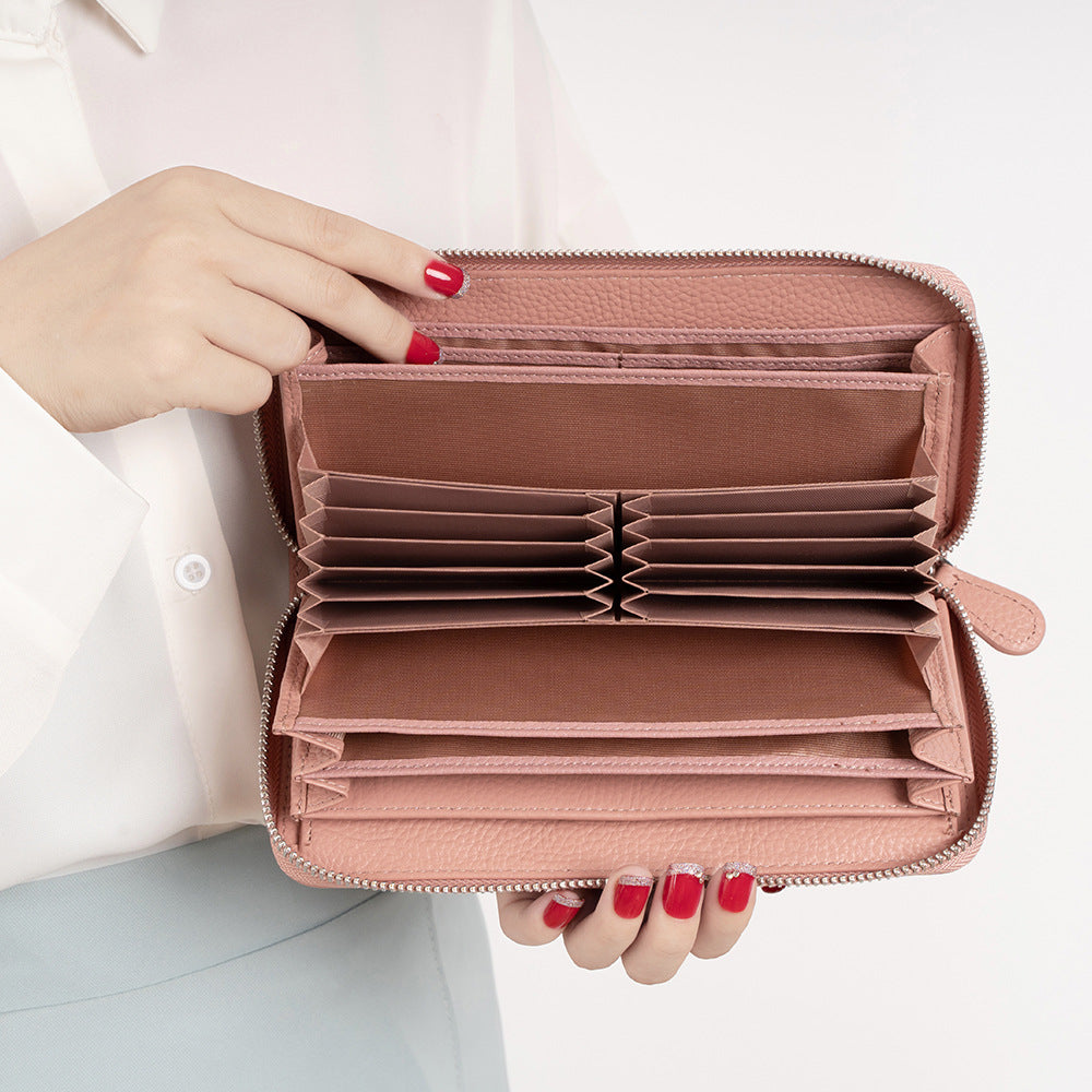 Women's Long Genuine Leather Multiple Slots Large Ladies Wallets