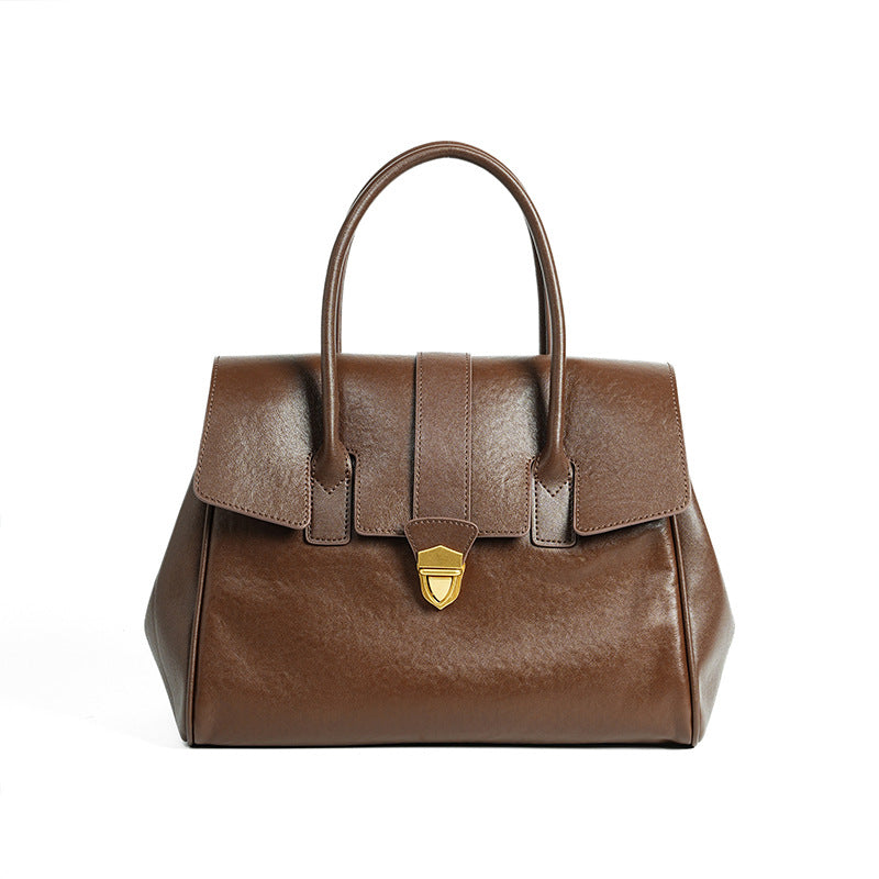 Tanning Leather High Sense Genuine Retro Handbags