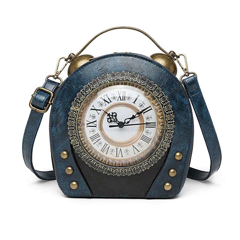 Creative Women's Clock Function Retro Battery Handbags