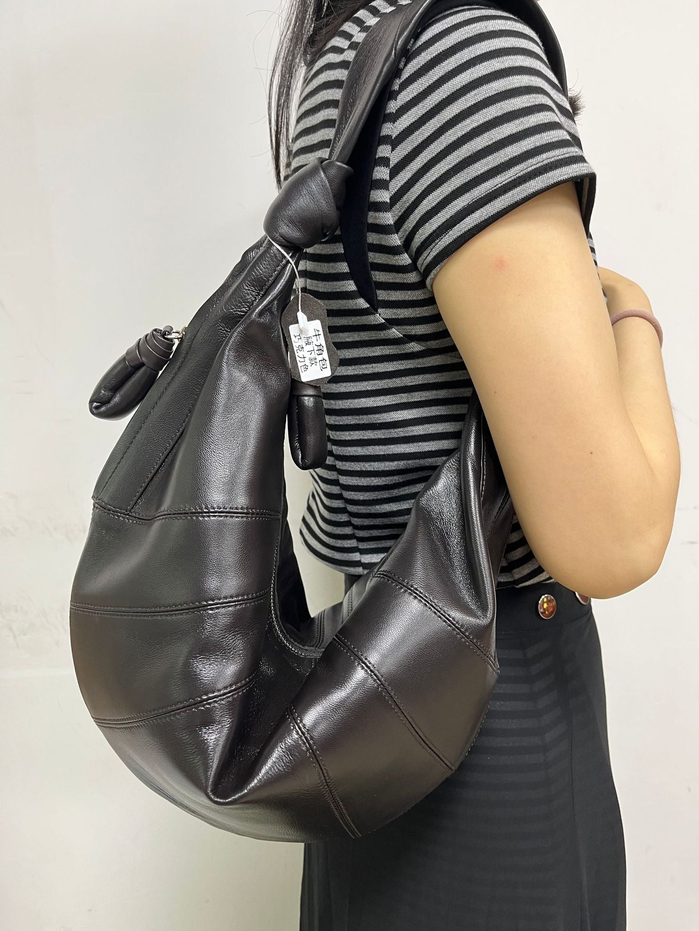 Sheepskin Dumpling Design Croissant Genuine Leather Bags