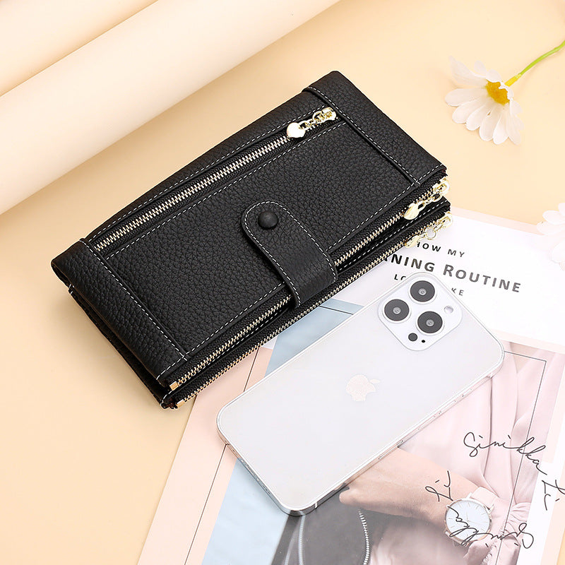 Multifunctional Fashion Top Layer Leather Two-fold Ladies Wallets