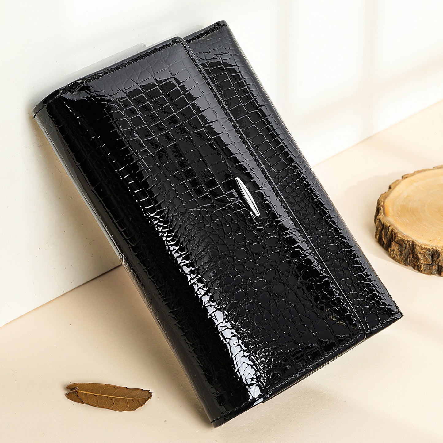 Women's Russian Leather Patent Multiple Slots Fashion Purses