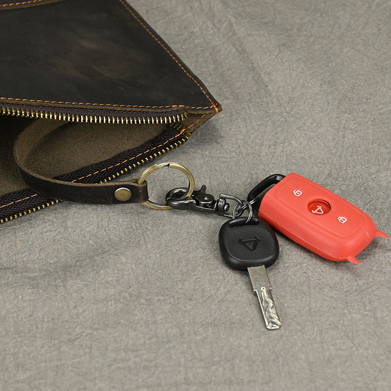Men's Clutch Crazy Horse Leather First Layer Bags