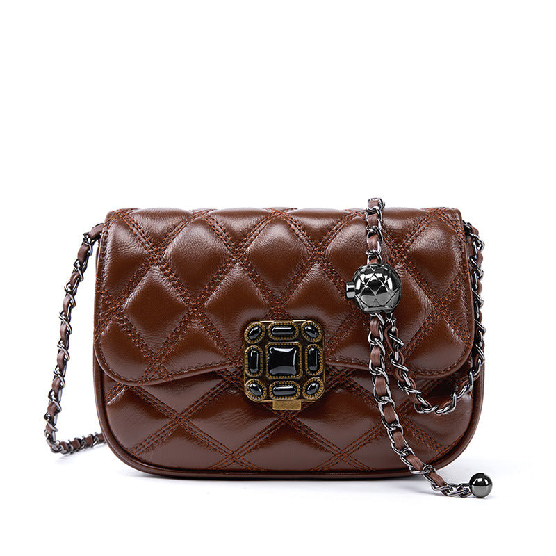 Women's High-grade Fashionable Fashion Rhombus Chain Retro Bags