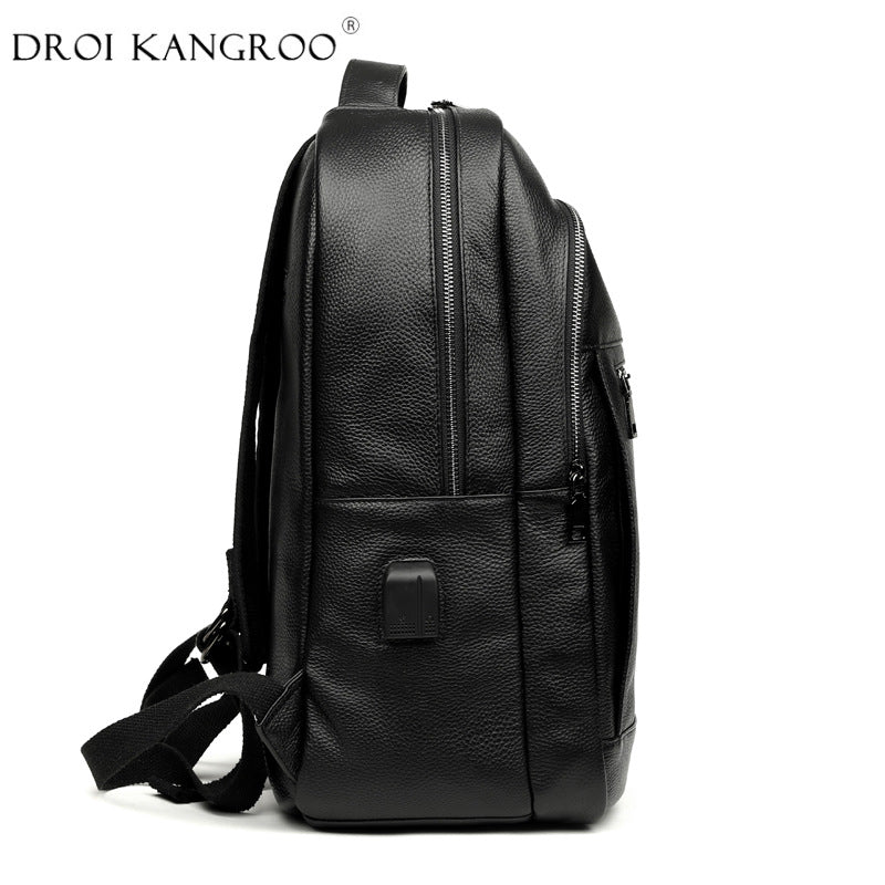 Men's First Layer Cowhide Large Capacity Leather Bags