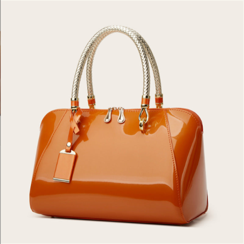 Women's Glossy Bridal Versatile Patent Leather Textured Handbags