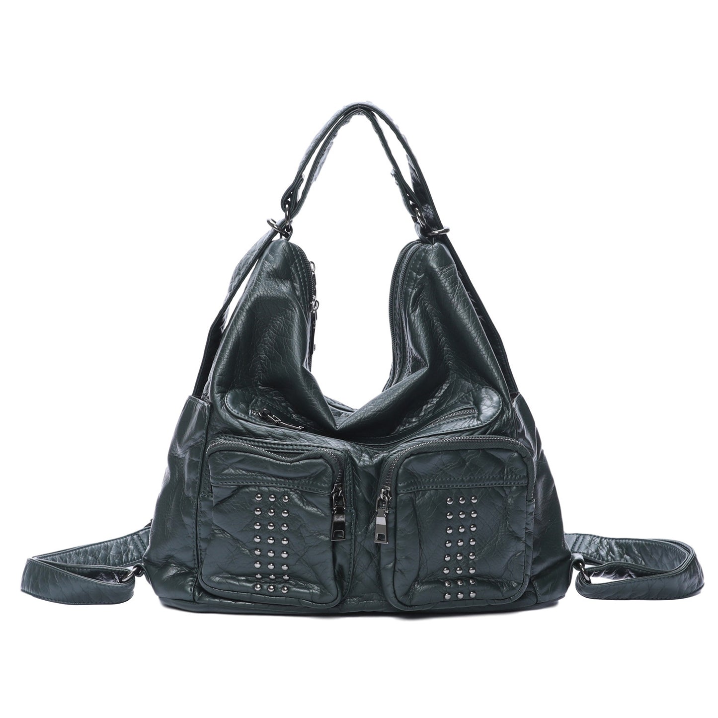 Women's Fashionable Leather Motorcycle Lightweight Retro Large Backpacks