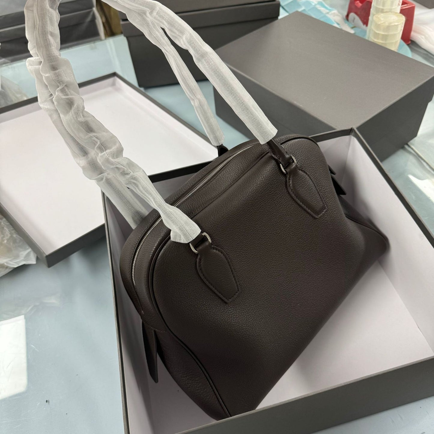 Women's Capacity Retro Boston First Layer Imitation Handbags