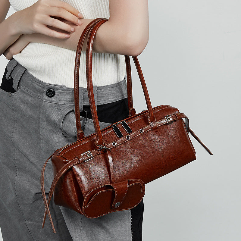 Women's Leather Niche Retro Trendy Cool Decorative Underarm Bags