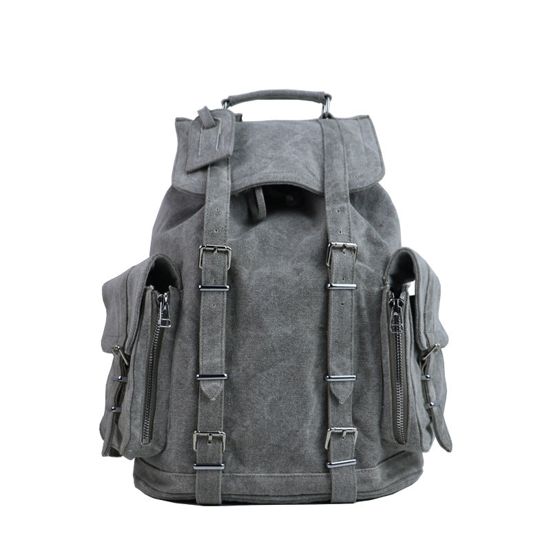 Neutral Retro Army Green Canvas Handmade Backpacks