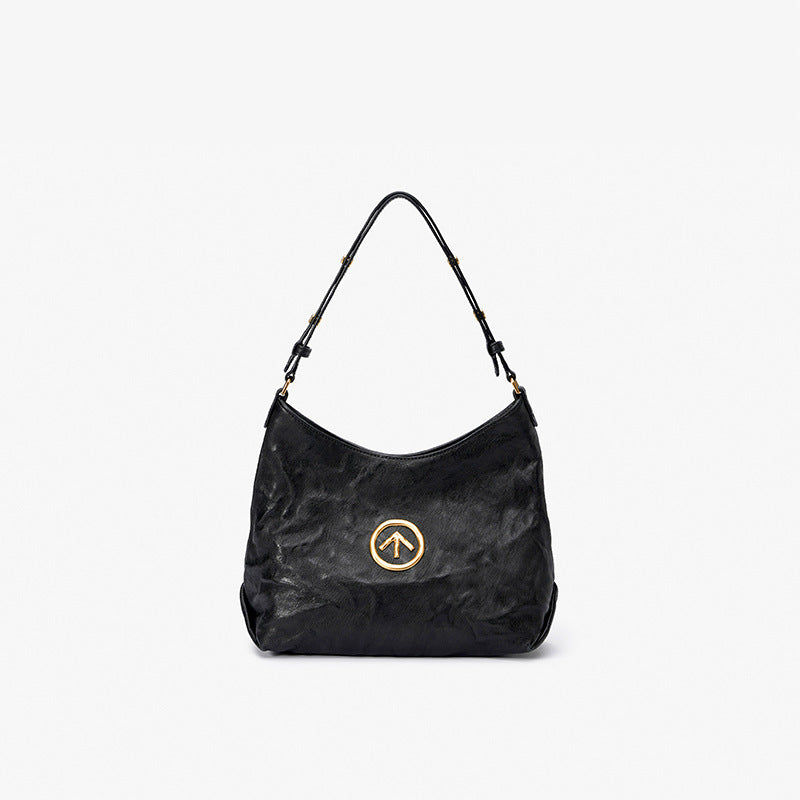 Stone Size Vegetable Tanned Sheepskin Commuter Shoulder Bags