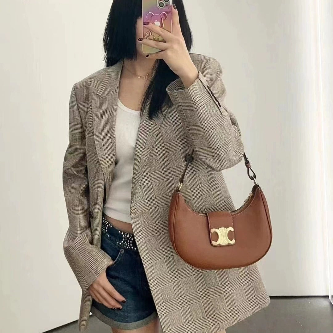 Women's Genuine Leather Underarm Retro Fashion Saddle Bags