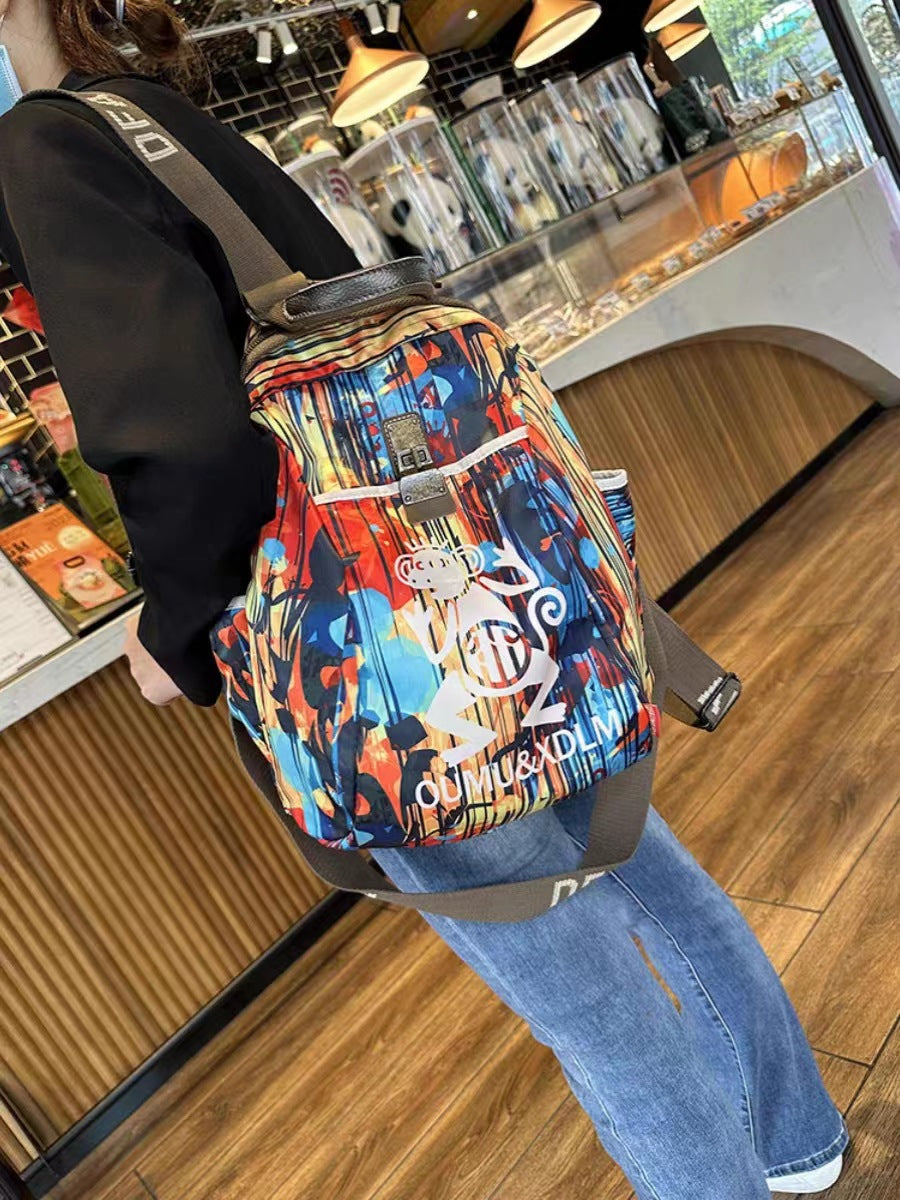 Women's Ink Printing Gold Fashion Waterproof Oxford Backpacks