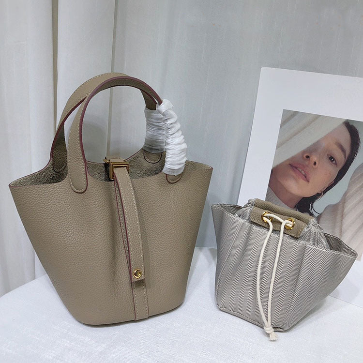 Women's Prepuce Vegetable Basket First Layer Cowhide Handbags
