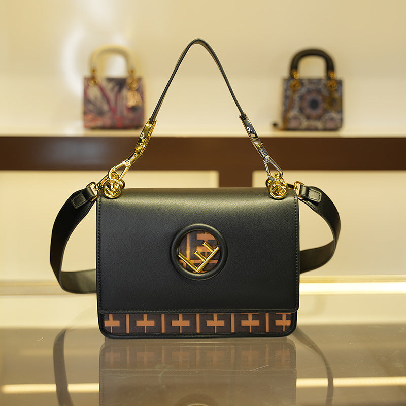 Women's Leather Wide Strap Portable Fashion Embossed Crossbody Bags