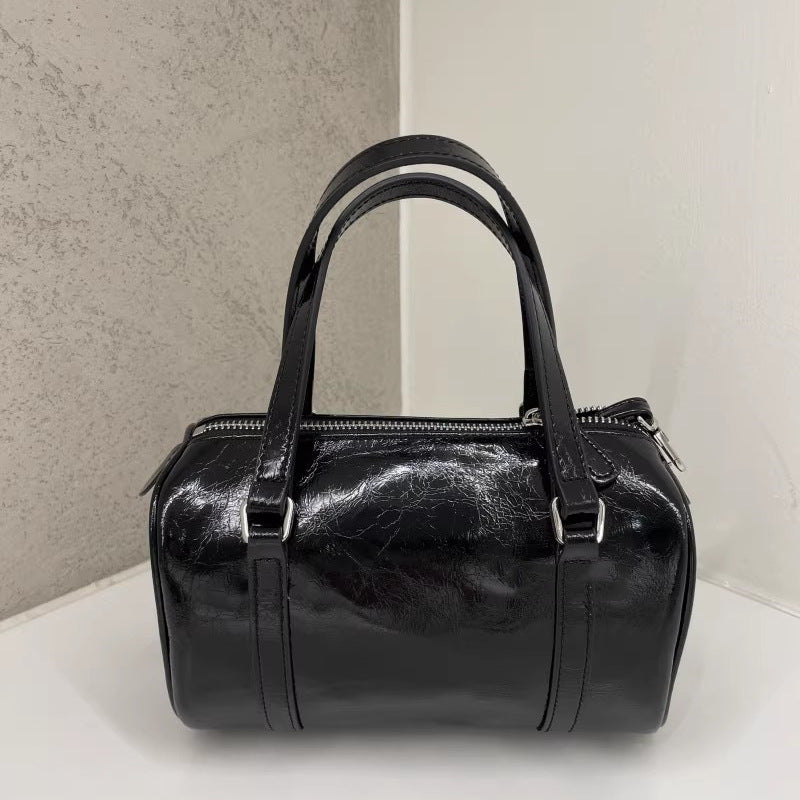 Women's Wax Cowhide Pillow Korean Style Size Shoulder Bags