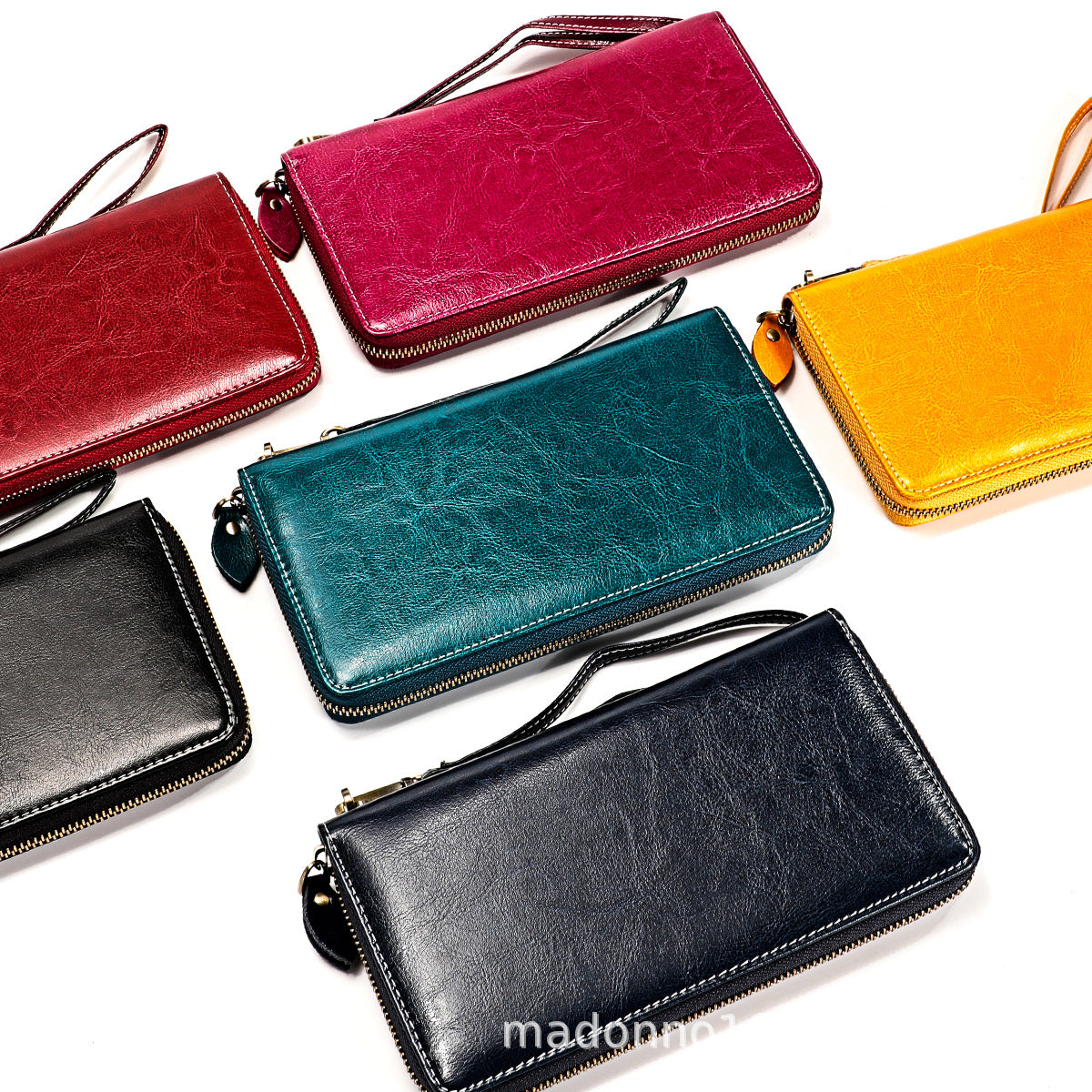 Women's Leather Long Large Capacity Cowhide Mobile Ladies Wallets