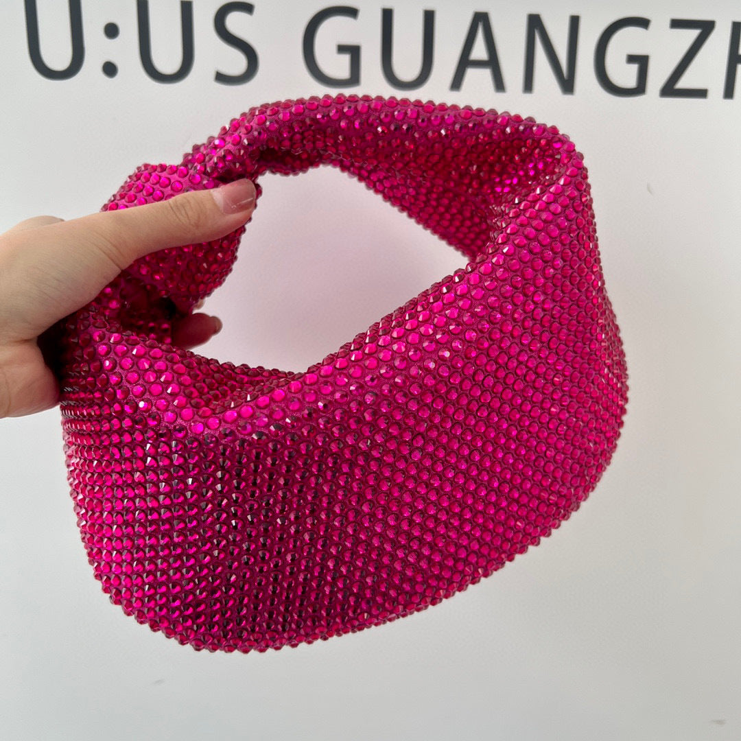 Women's Fashionable Knotted Bright Crystal Large Capacity Handbags