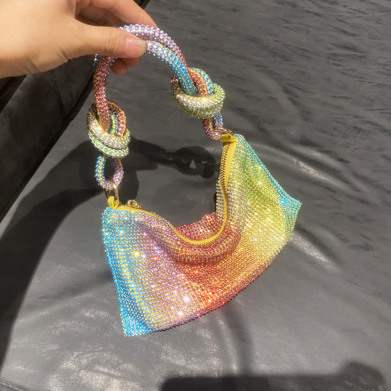 Rhinestone Knotted Hand Carrying Envelope Dinner Shoulder Bags