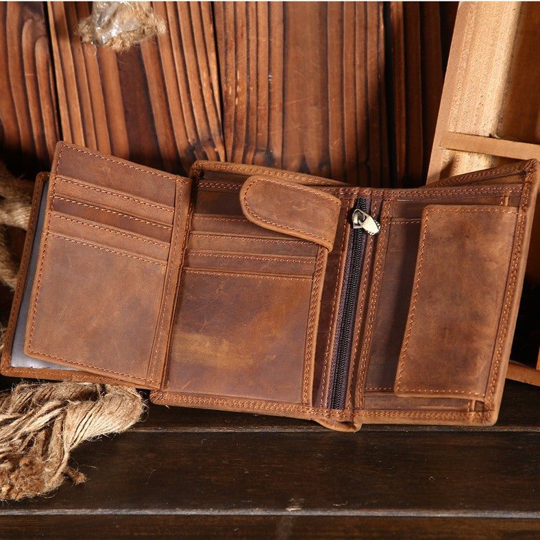 Men's Crazy Horse Tide Head Layer Cowhide Ladies Wallets