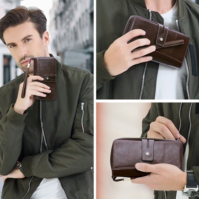 Black Angel Fashion Leather For Man With Wrist Men's Wallets