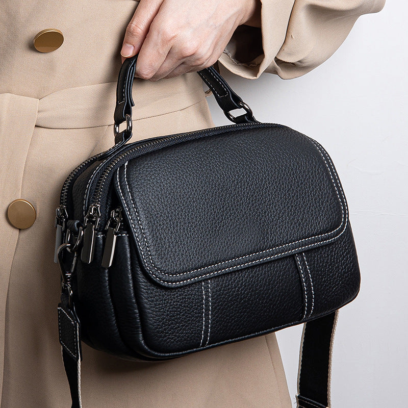 Women's Genuine Leather Lady's Round Fashion Korean Shoulder Bags