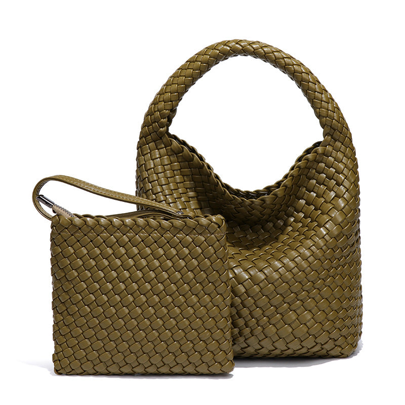 Women's Korean Style Fashionable Woven Pure Color Handbags