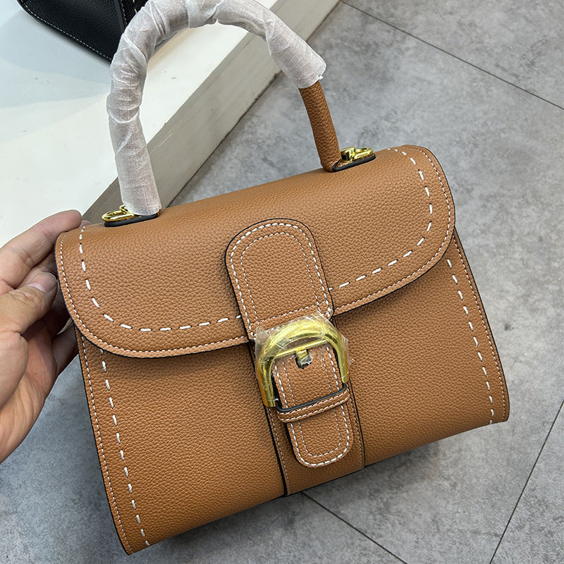 Women's Vachette Clasp Color Matching Saddle Cow Shoulder Bags