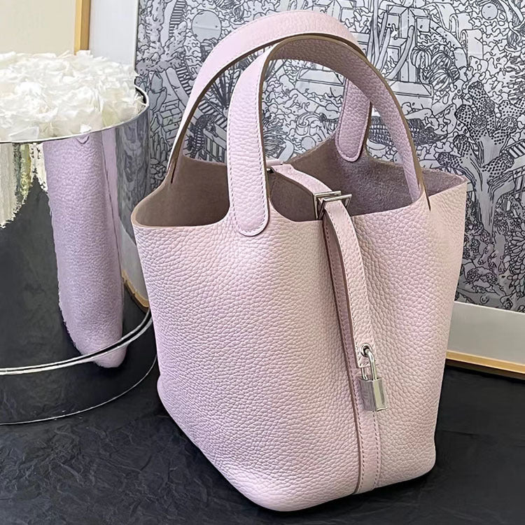 Wax Line Vegetable Basket Imported Cowhide Handbags