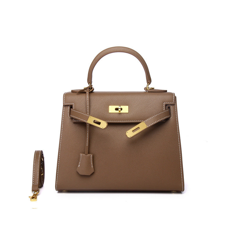 Women's Palm Print Cowhide Platinum Twist Genuine Handbags