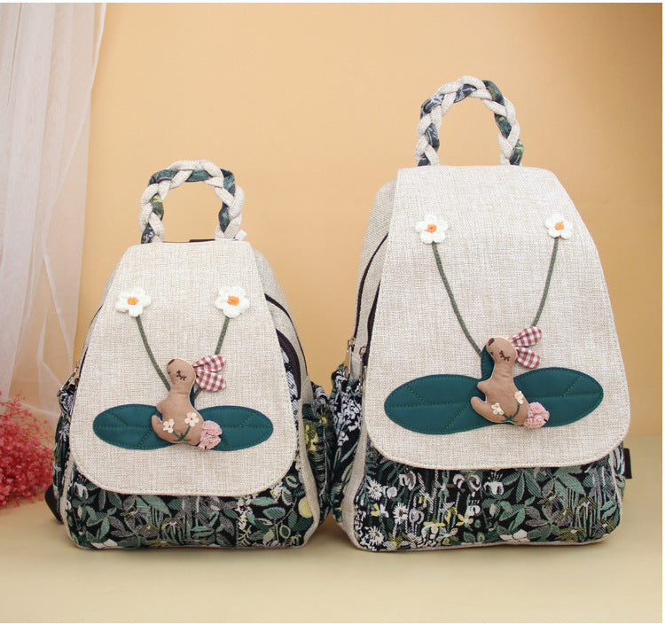 Children's Female Style Adorable Rabbit Artistic Backpacks