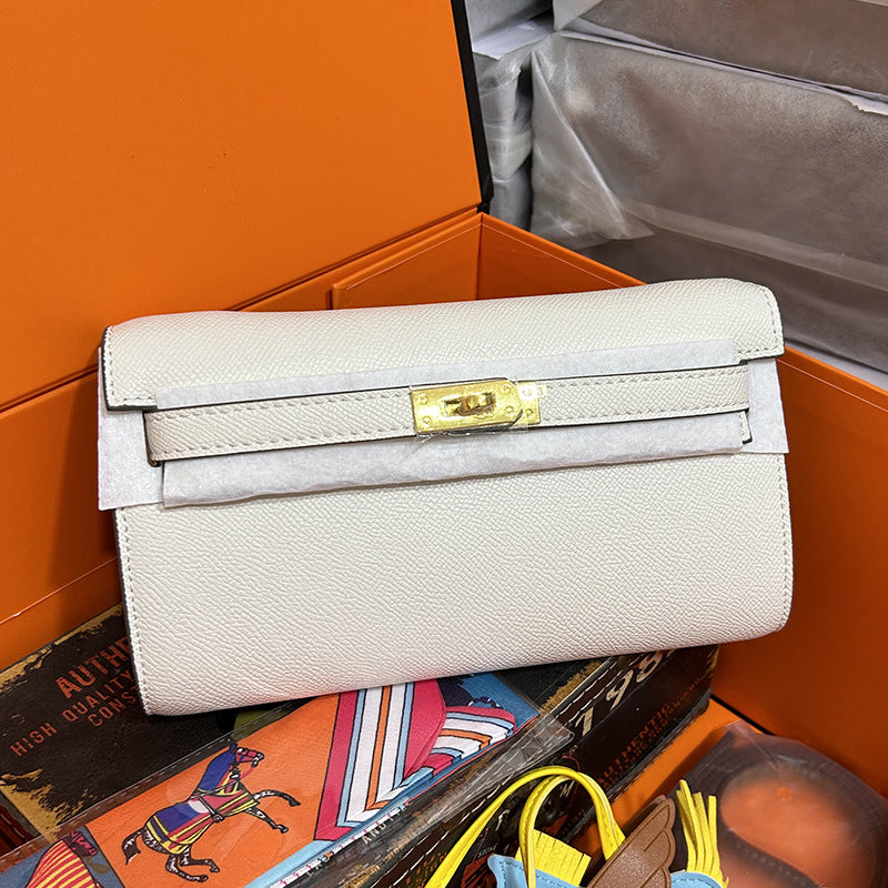 Women's Palm Print Kelly Cow Leather Clutch Shoulder Bags