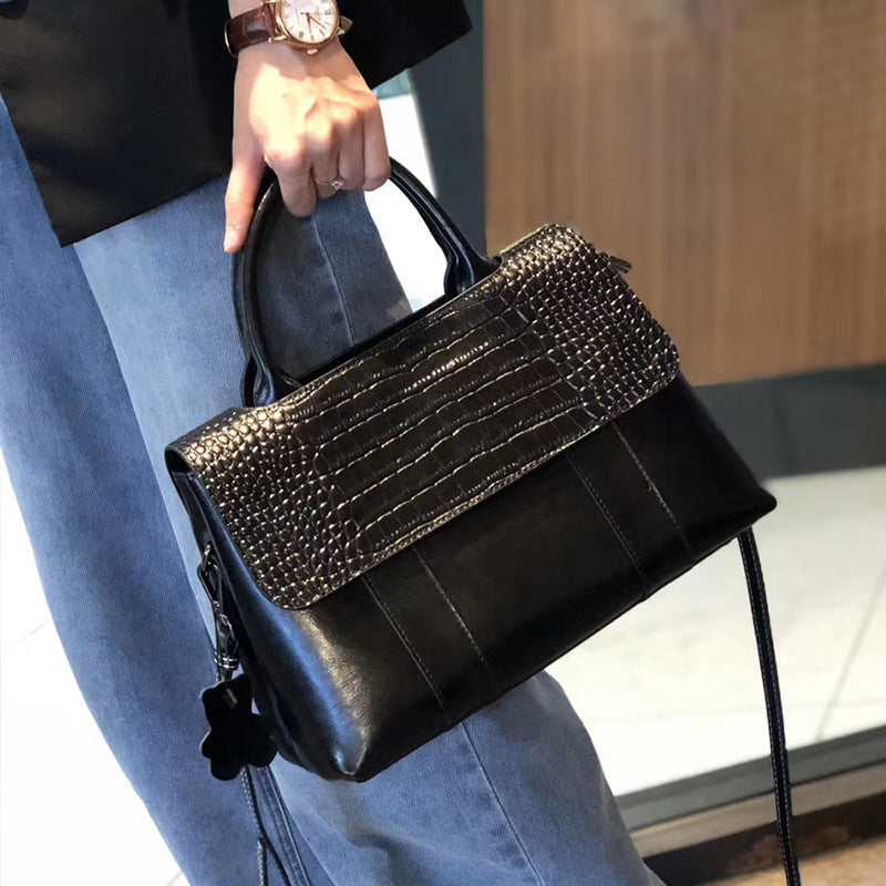 Women's Fashion Genuine Leather Portable Large Capacity Handbags