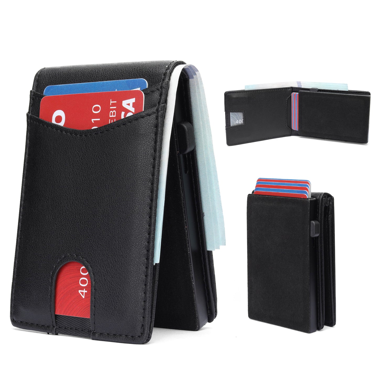 Men's Carbon Fiber American Gold Clip Bifold Men's Wallets