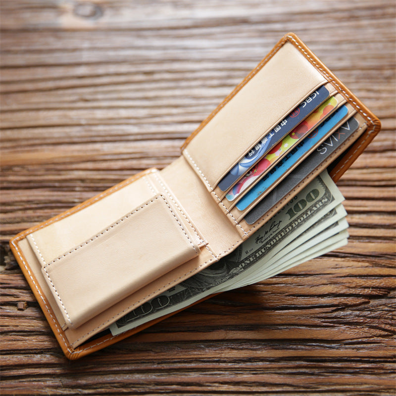Men's Handmade Retro Short Genuine Leather Simple First Layer Men's Wallets