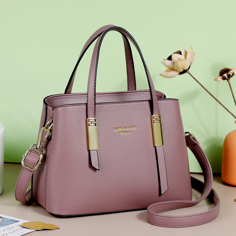 Women's Mother Simple Elegant Soft Leather Handbags