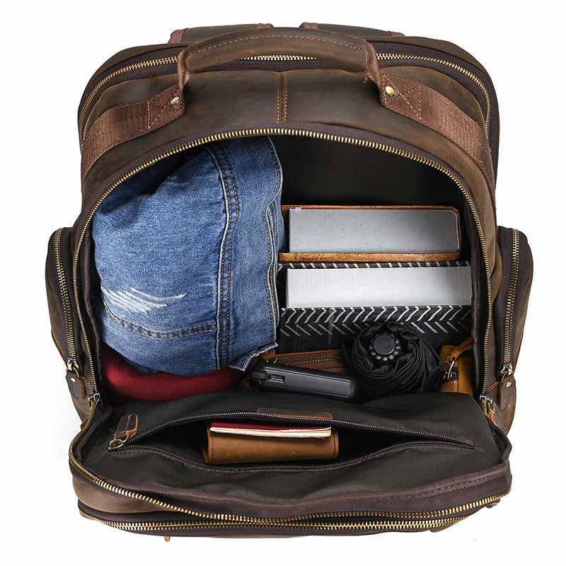 Men's Crazy Horse Leather Vintage Genuine First Backpacks