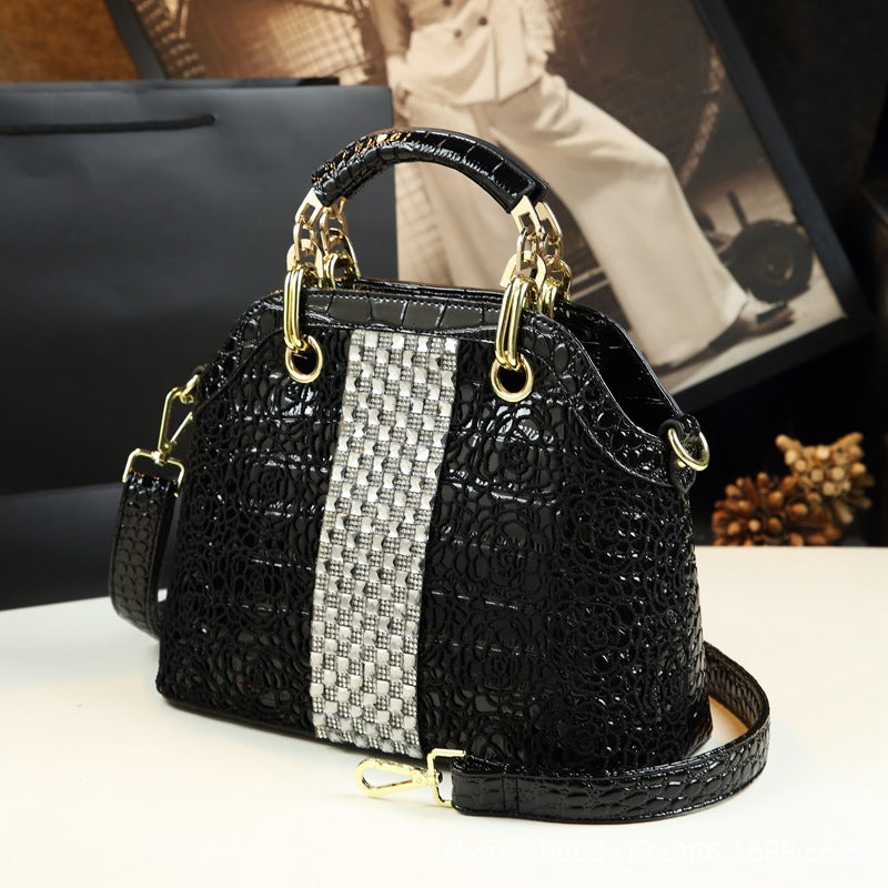Women's Diamond Lace Crocodile Pattern Wedding Trendy Handbags