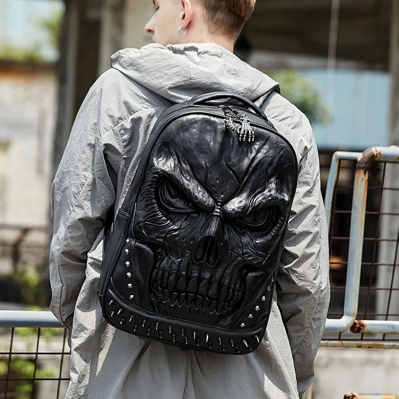 Men's Face Fashion Three-dimensional Relief Skull Street Backpacks