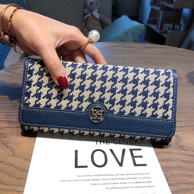 Women's Long Genuine Leather Design Multi Canvas Ladies Wallets