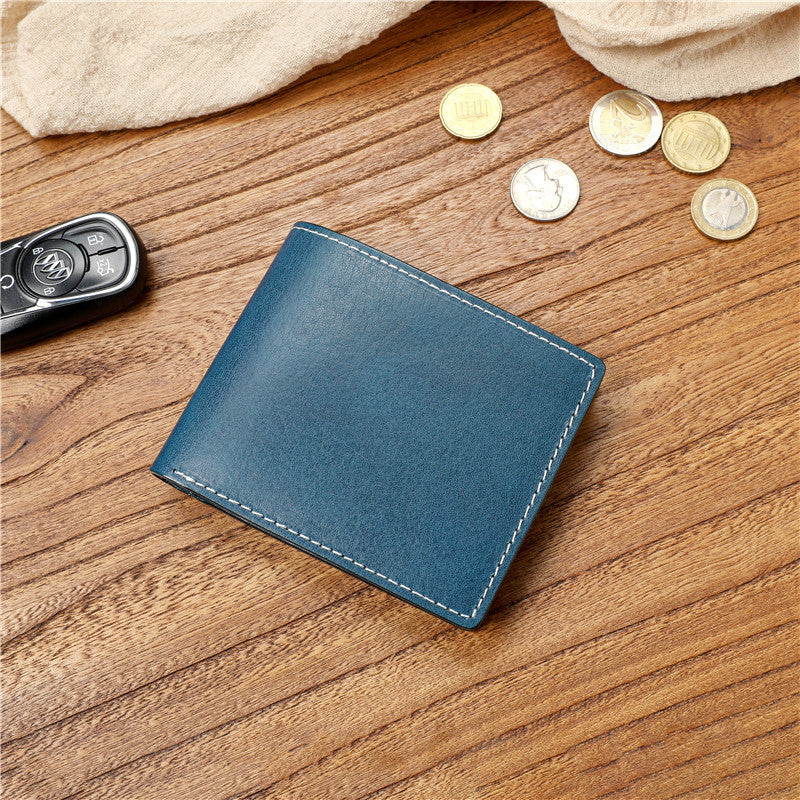 Men's Handmade Vegetable Tanned Leather Short Zip First Layer Men's Wallets