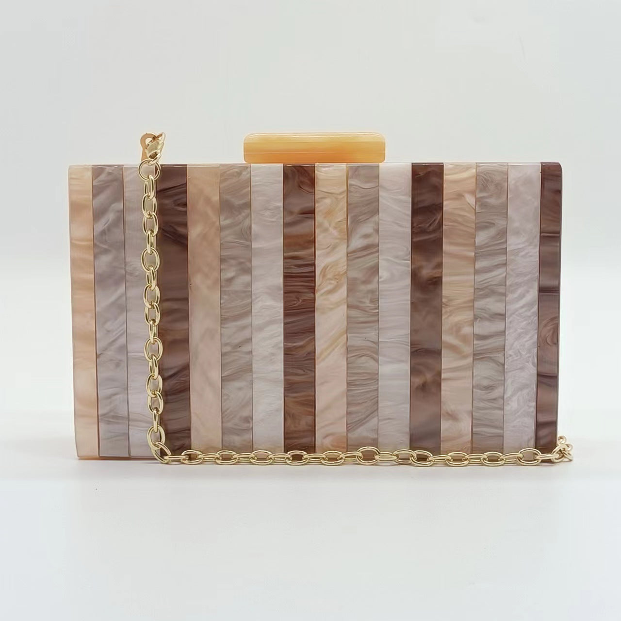 Graceful Glamorous Striped Champagne Stitching Acrylic Evening Bags