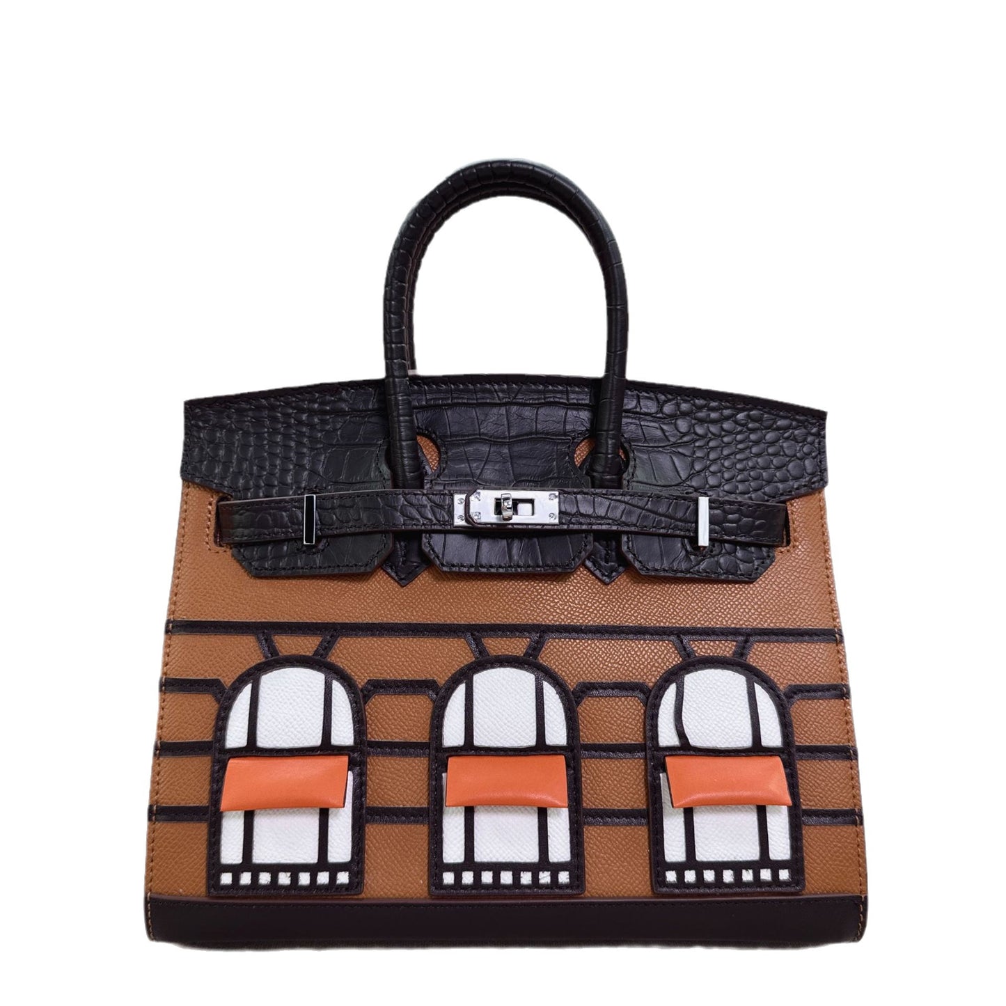 Leather High-grade Crocodile Pattern Stitching Palm Handbags